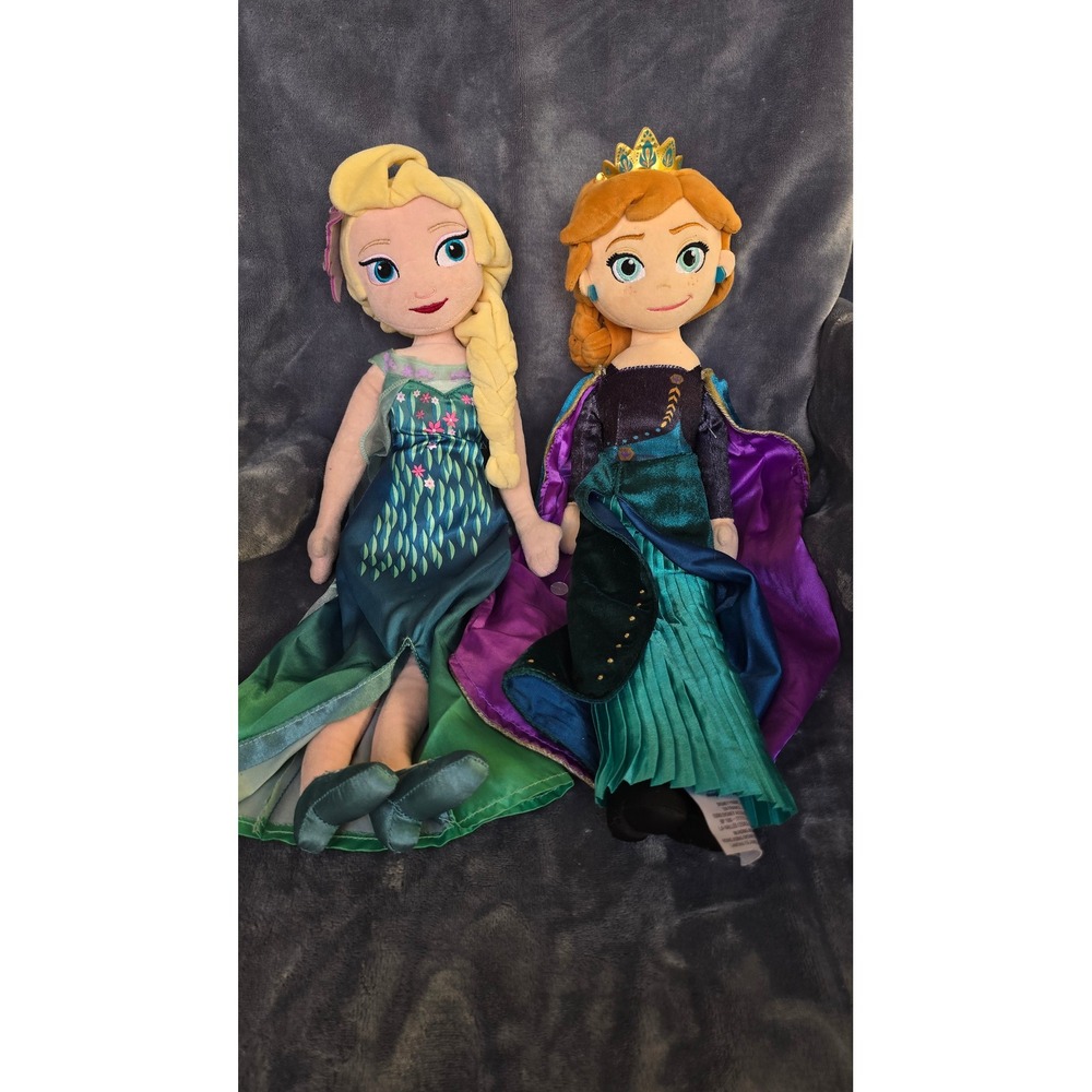Disney Store Frozen Anna and Elsa Plush Doll Set 20 Inch Soft Figures